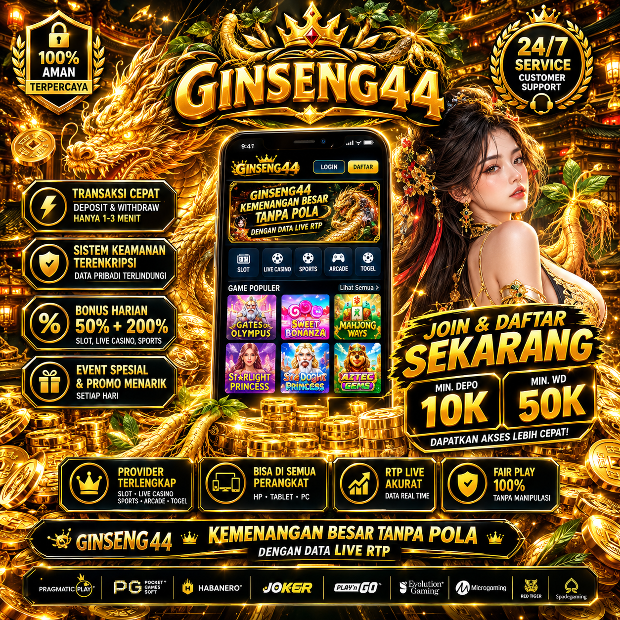 GINSENG44 • Kemenangan Besar Tanpa Pola dengan Data Live RTP